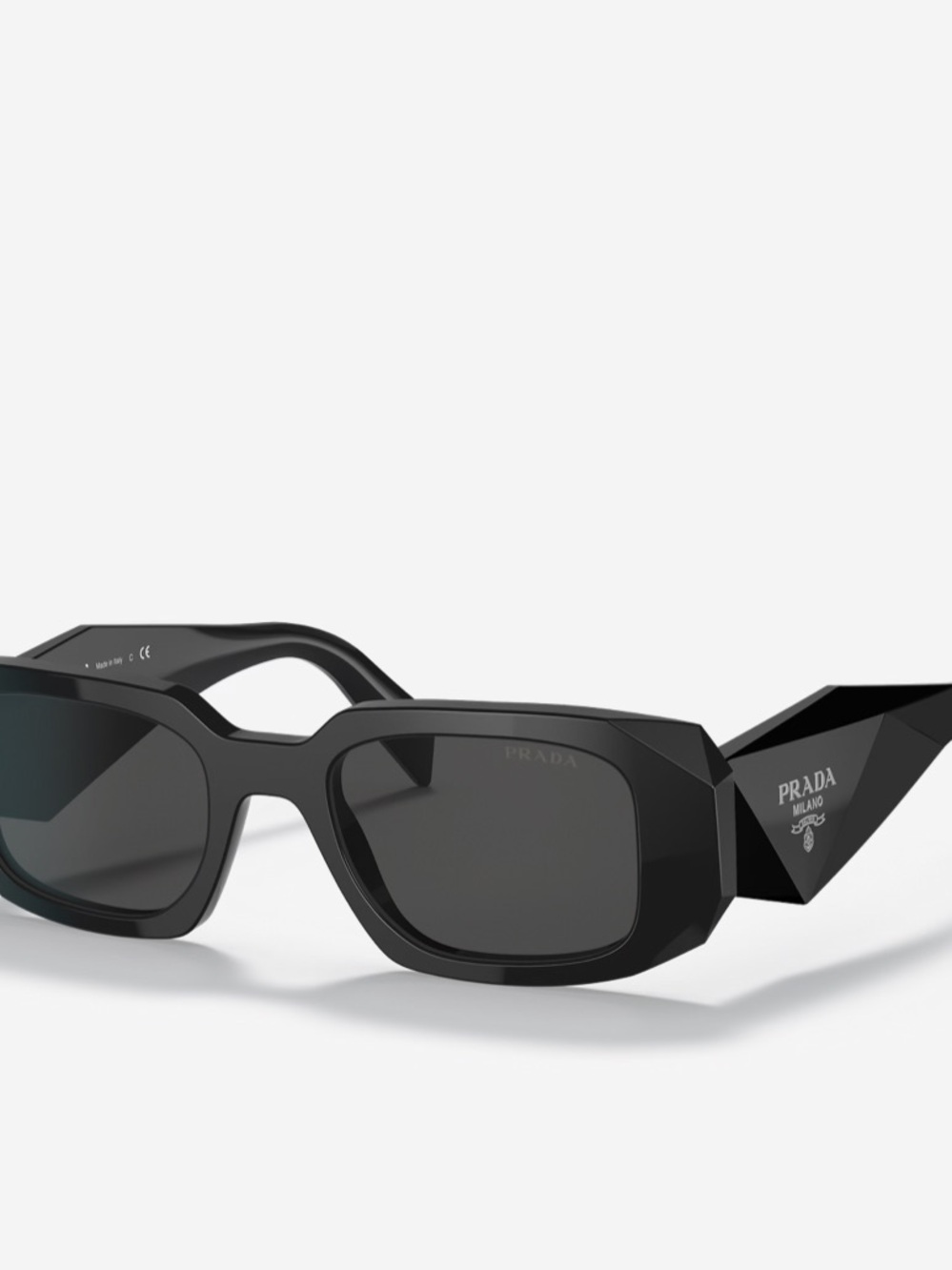 Prada Black Faceted Rectangle Sunglasses